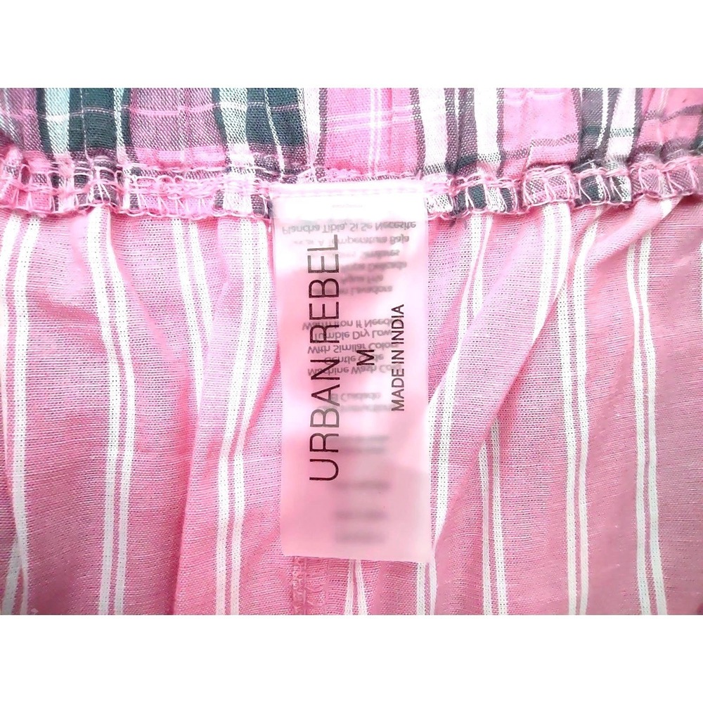 2 Cotton Sleep Shorts Womens (M) Pajama Boxer Pockets Pink Plaid & Pink Striped - Picture 6 of 9